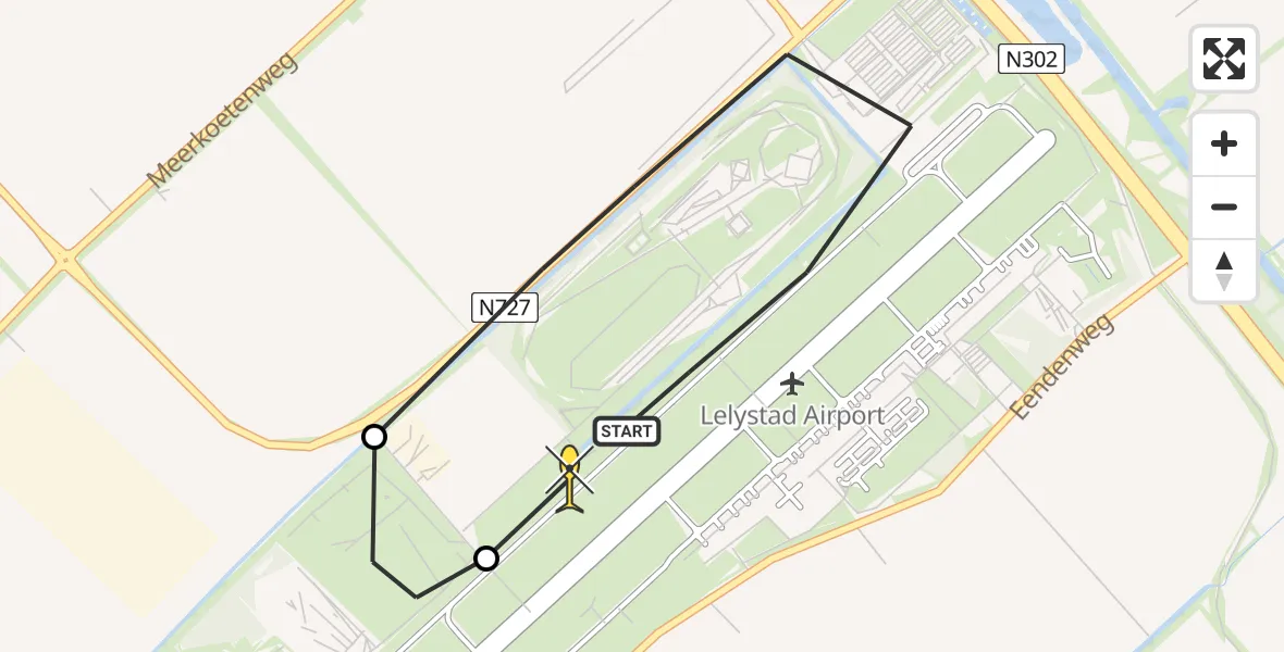 Routekaart van de vlucht: Traumaheli naar Lelystad Airport, Terminalplein