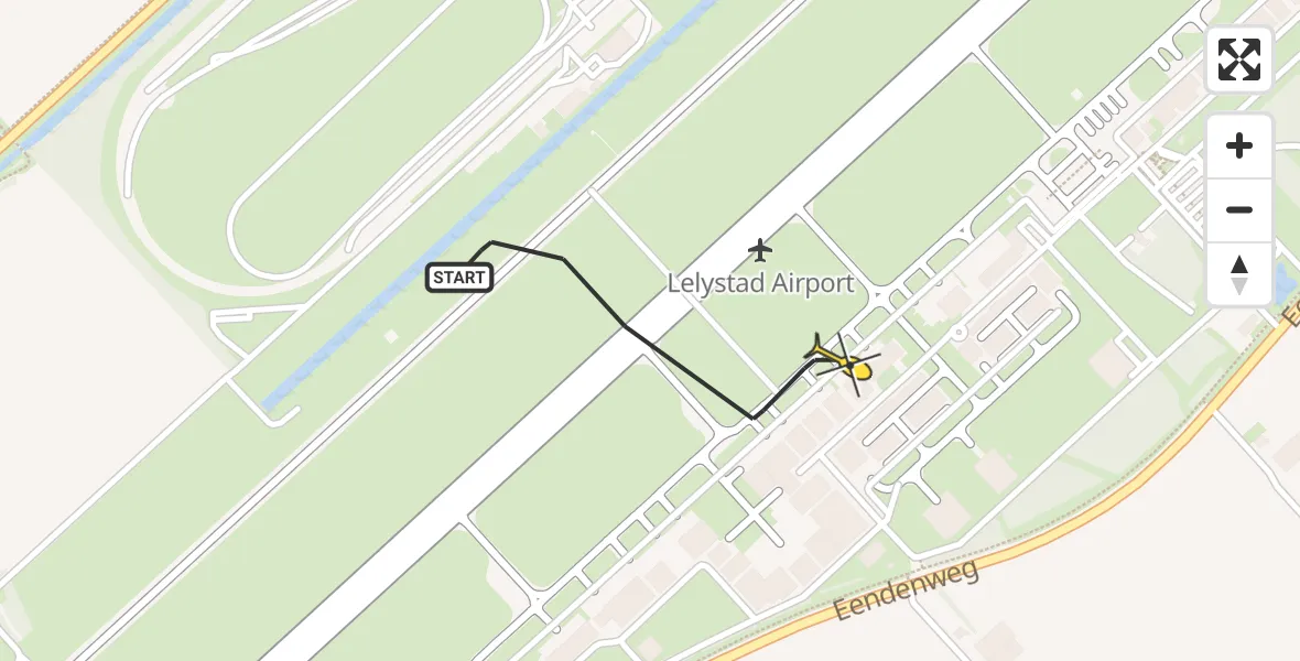 Routekaart van de vlucht: Traumaheli naar Lelystad Airport, Talingweg