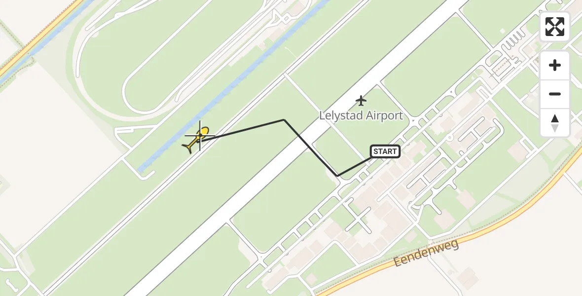 Routekaart van de vlucht: Traumaheli naar Lelystad Airport, Flamingoweg