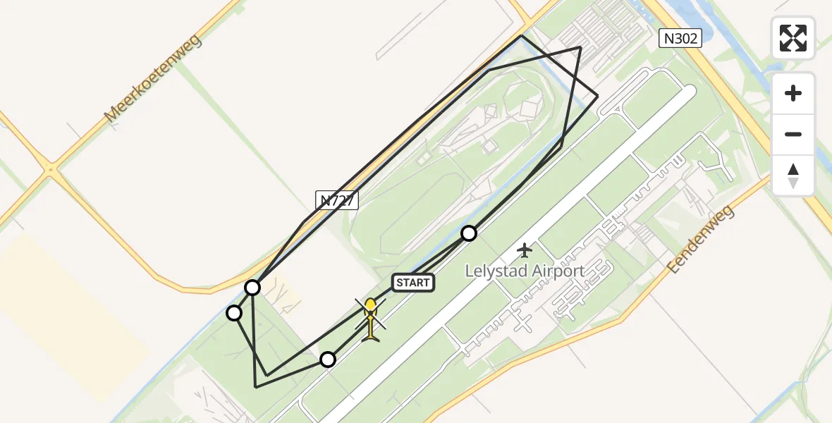 Routekaart van de vlucht: Traumahelikopter naar Lelystad Airport, Terminalplein