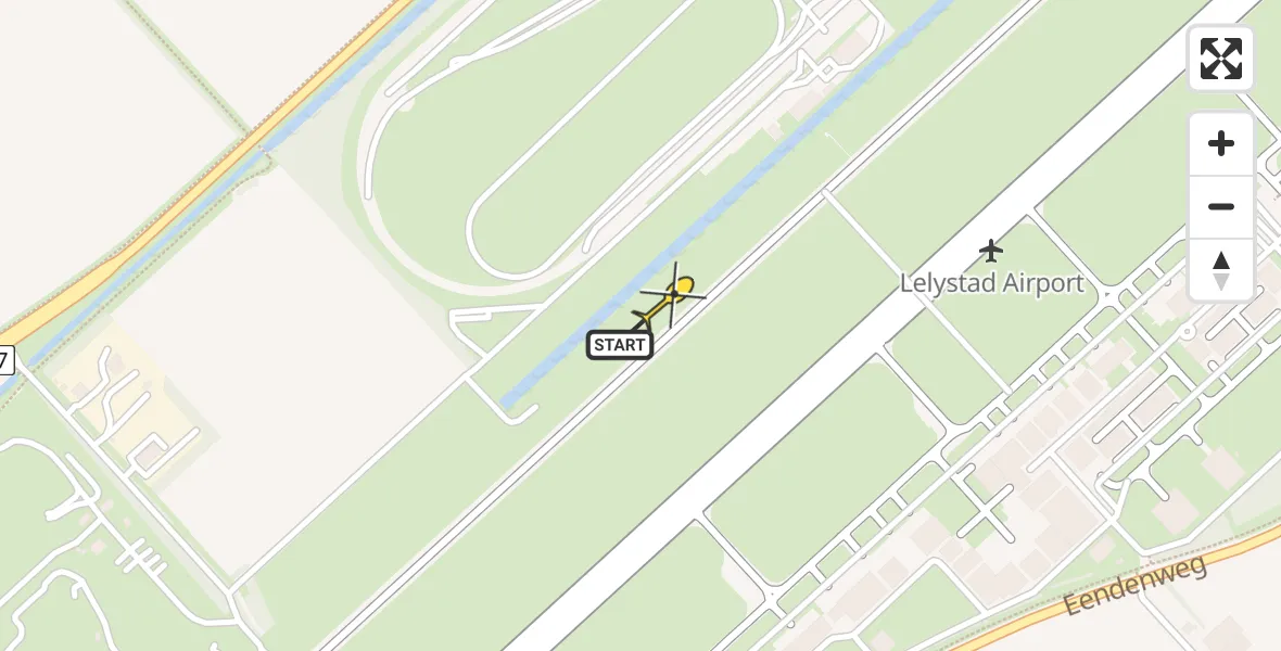 Routekaart van de vlucht: Traumaheli naar Lelystad Airport, Talingweg