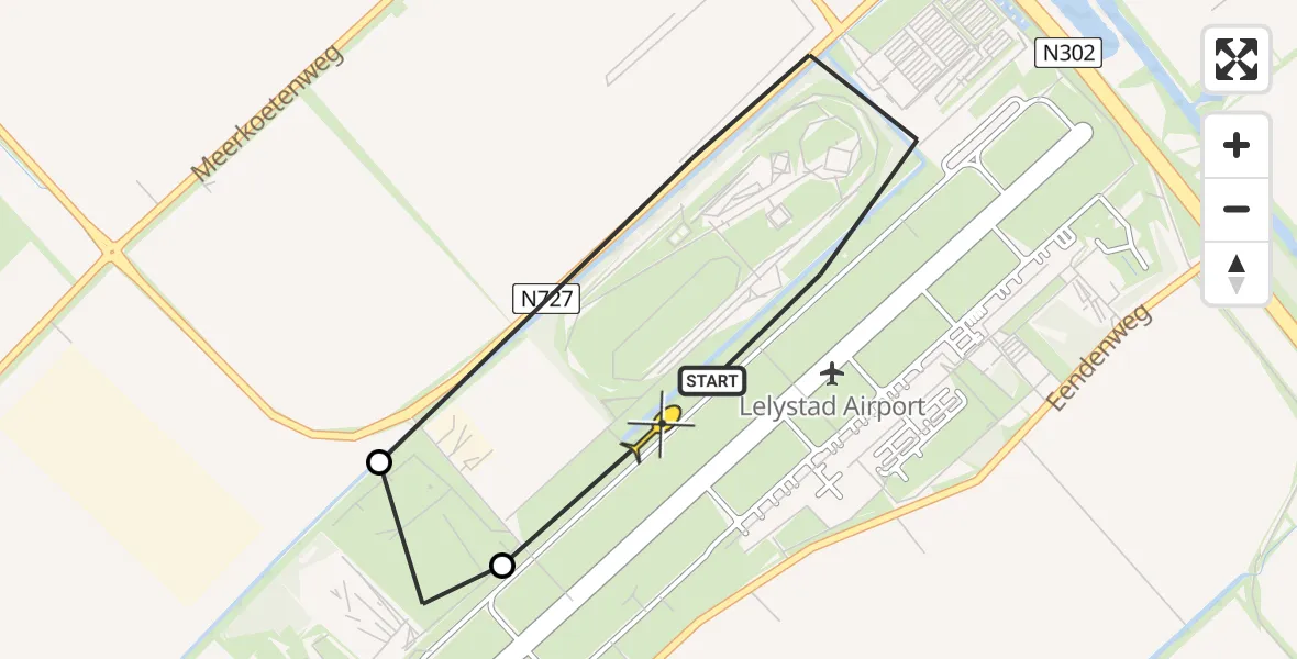 Routekaart van de vlucht: Traumahelikopter naar Lelystad Airport, Anthony Fokkerweg