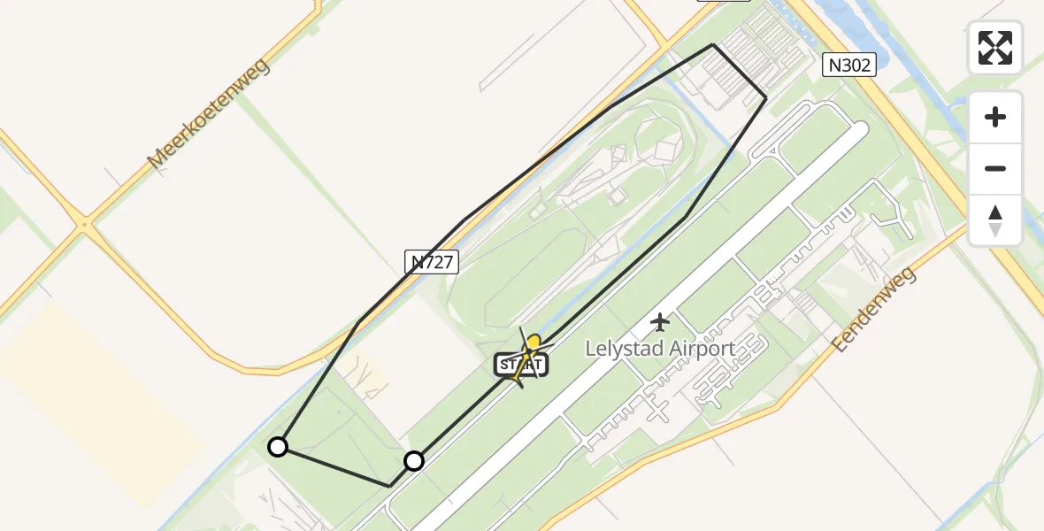 Routekaart van de vlucht: Traumahelikopter naar Lelystad Airport, Terminalplein