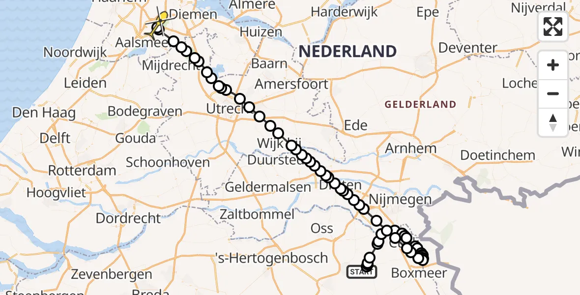 Routekaart van de vlucht: Politieheli naar Schiphol, Zeelandsedijk