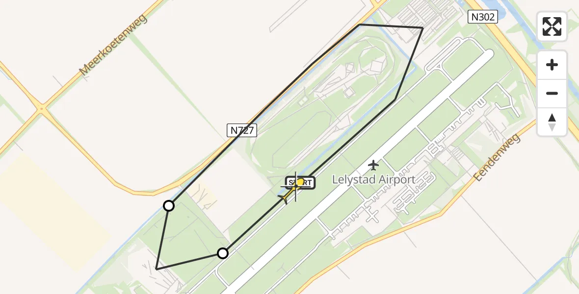 Routekaart van de vlucht: Traumahelikopter naar Lelystad Airport, Terminalplein