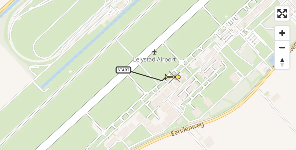 Routekaart van de vlucht: Traumahelikopter naar Lelystad Airport, Emoeweg