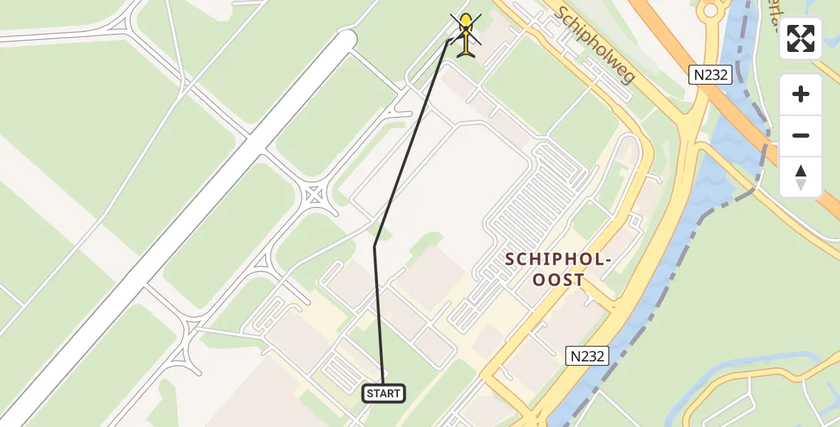 Routekaart van de vlucht: Politieheli naar Schiphol, Loevesteinse Randweg