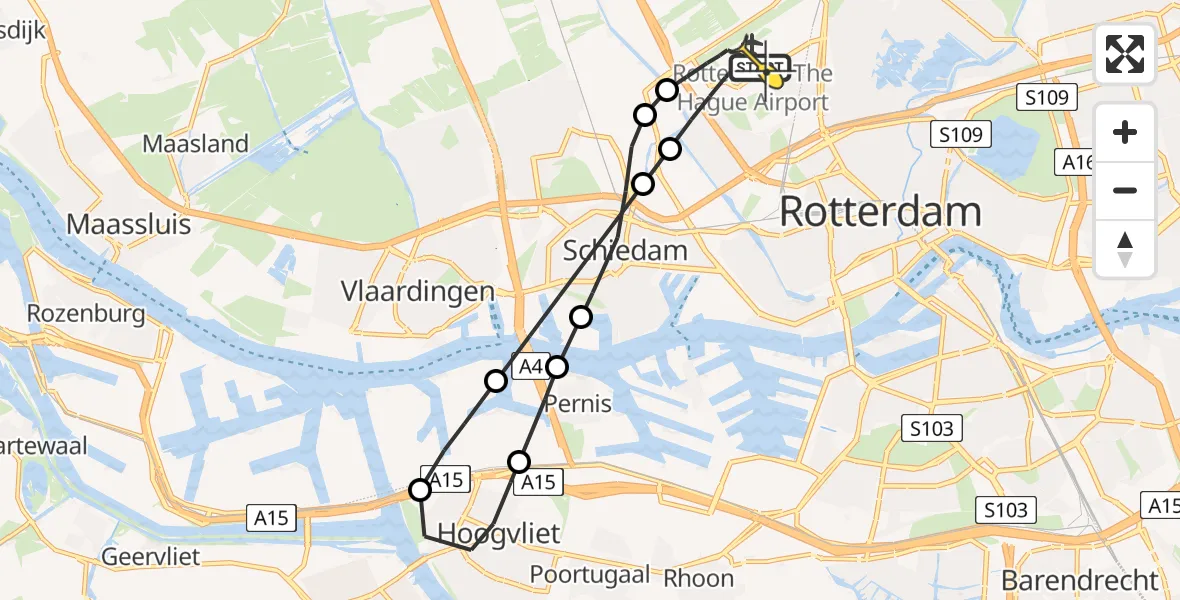 Routekaart van de vlucht: Lifeliner 2 naar Rotterdam The Hague Airport, Achterdijk