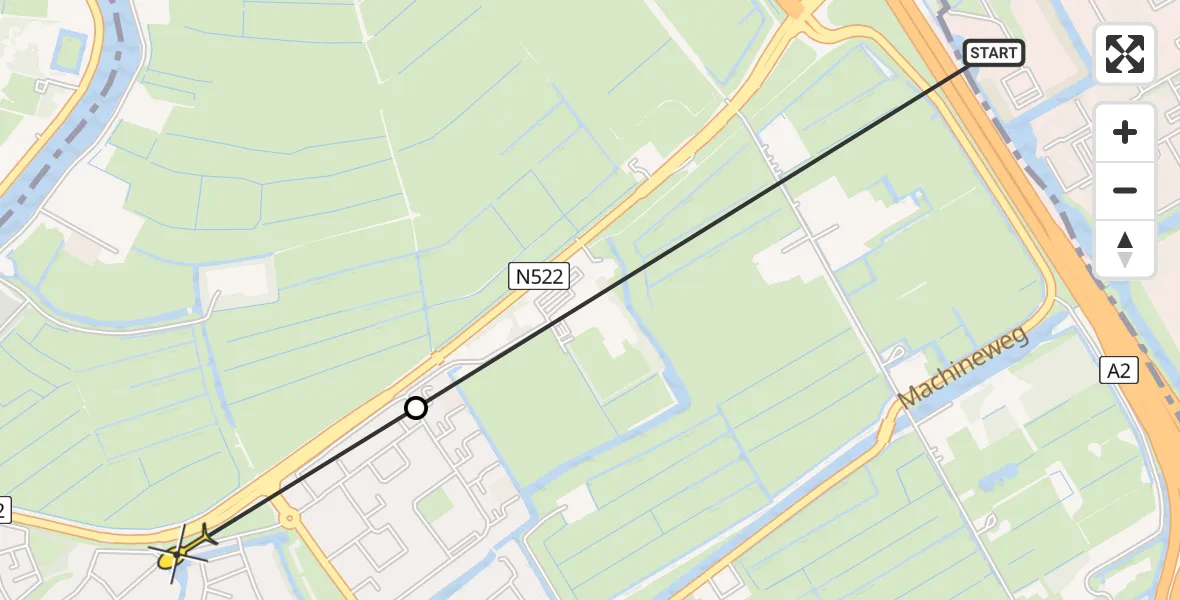 Routekaart van de vlucht: Politiehelikopter naar Ouderkerk aan de Amstel, Pieter Lastman