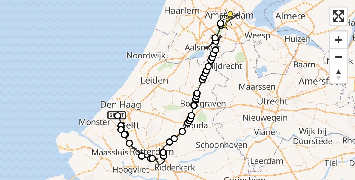 Routekaart van de vlucht: Politieheli naar Amsterdam, Professor Meijerslaan