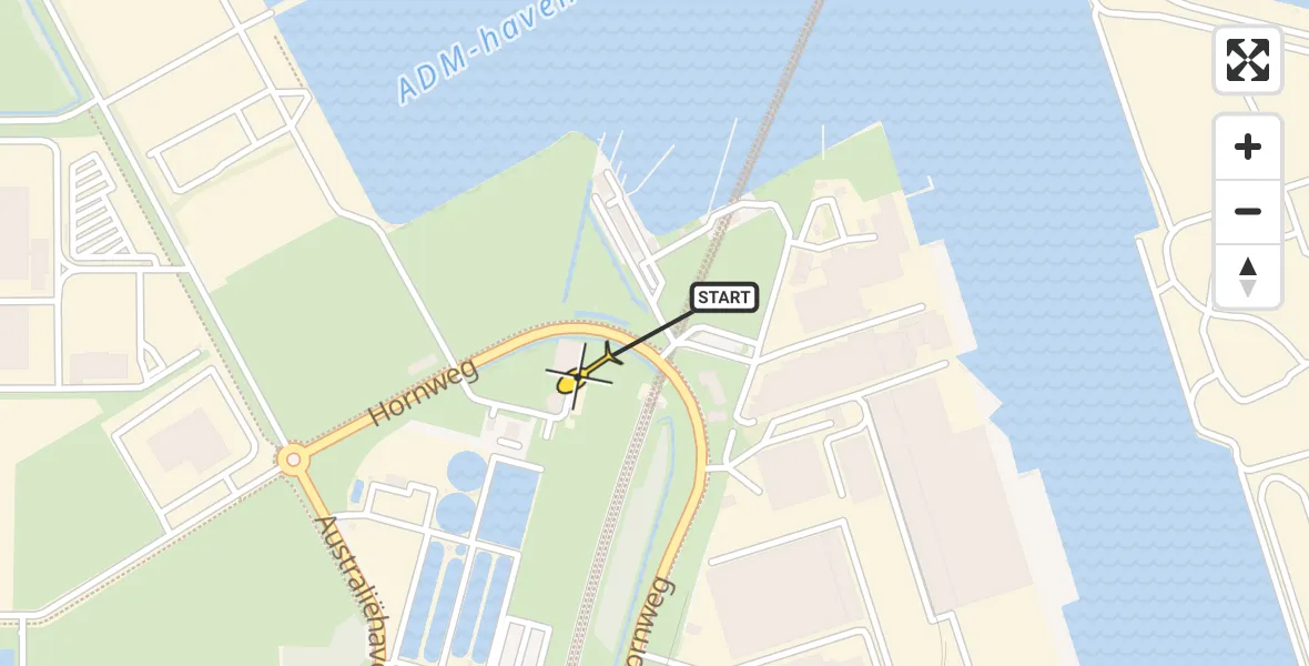 Vluchtroute Traumahelikopter van Amsterdam Heliport naar Amsterdam Heliport