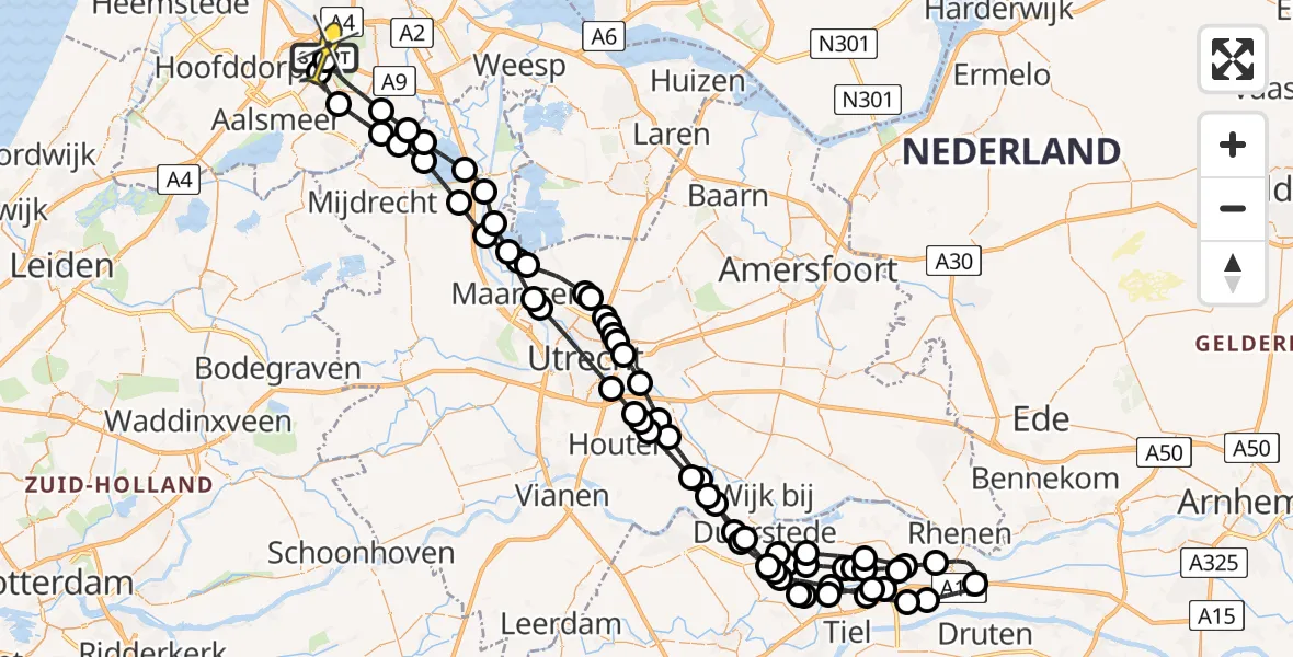 Routekaart van de vlucht: Politieheli naar Schiphol, Van Weerden-Poelmanweg