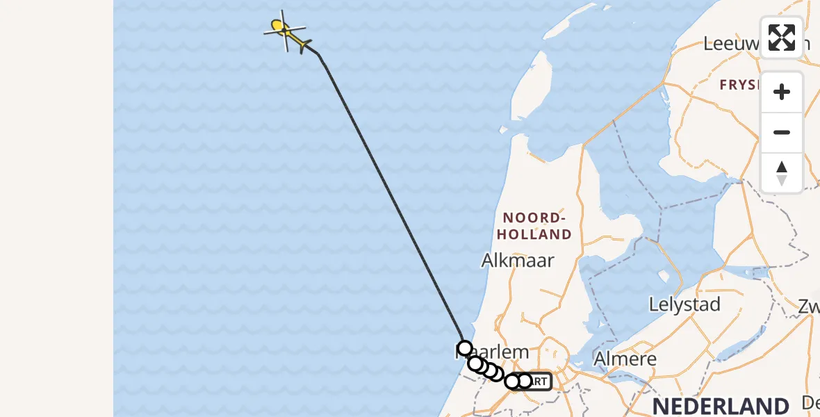 Routekaart van de vlucht: Politieheli naar Loevesteinse Randweg