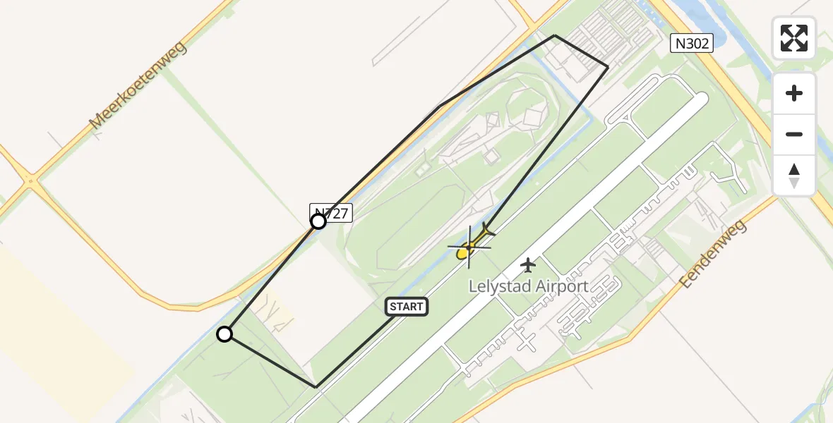 Routekaart van de vlucht: Traumahelikopter naar Lelystad Airport, Anthony Fokkerweg
