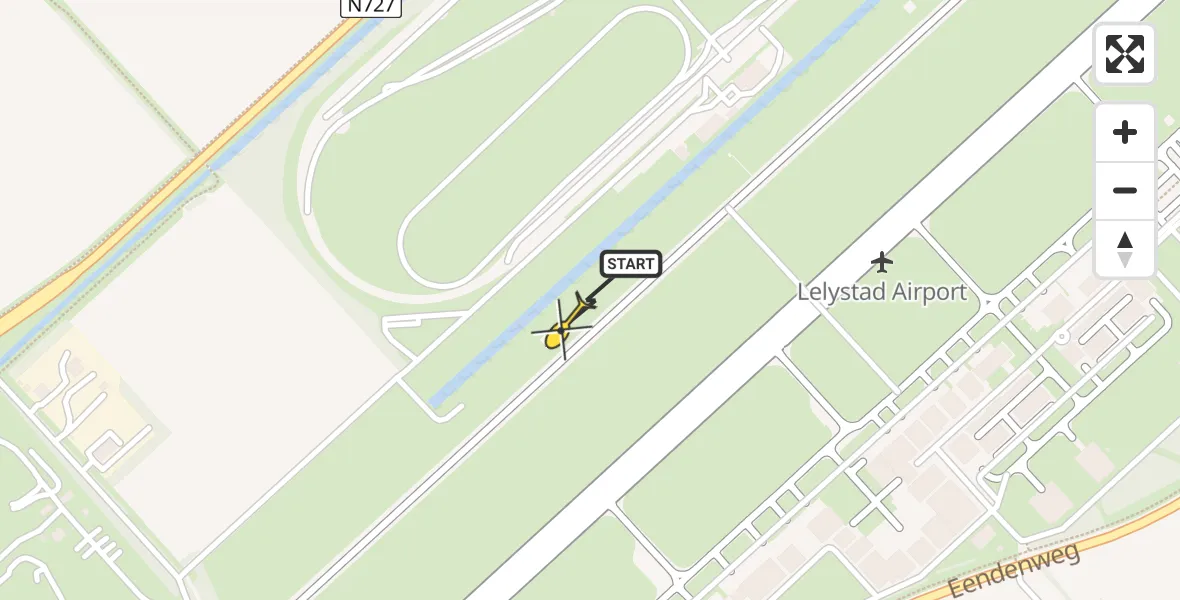 Routekaart van de vlucht: Traumaheli naar Lelystad Airport, Talingweg