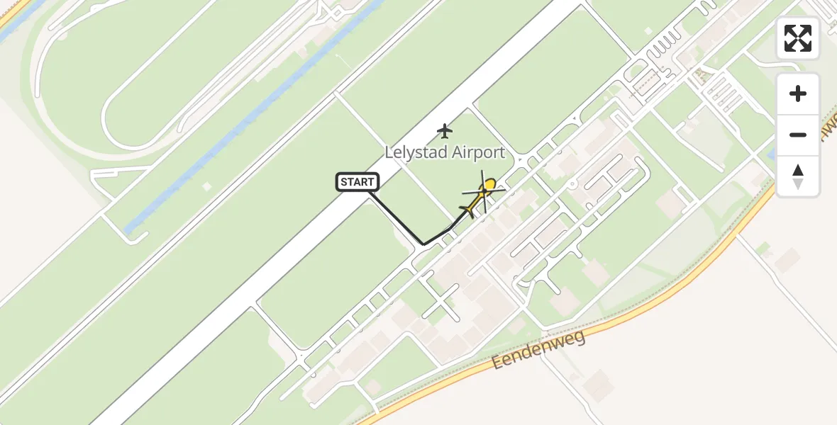 Routekaart van de vlucht: Traumahelikopter naar Lelystad Airport, Flamingoweg