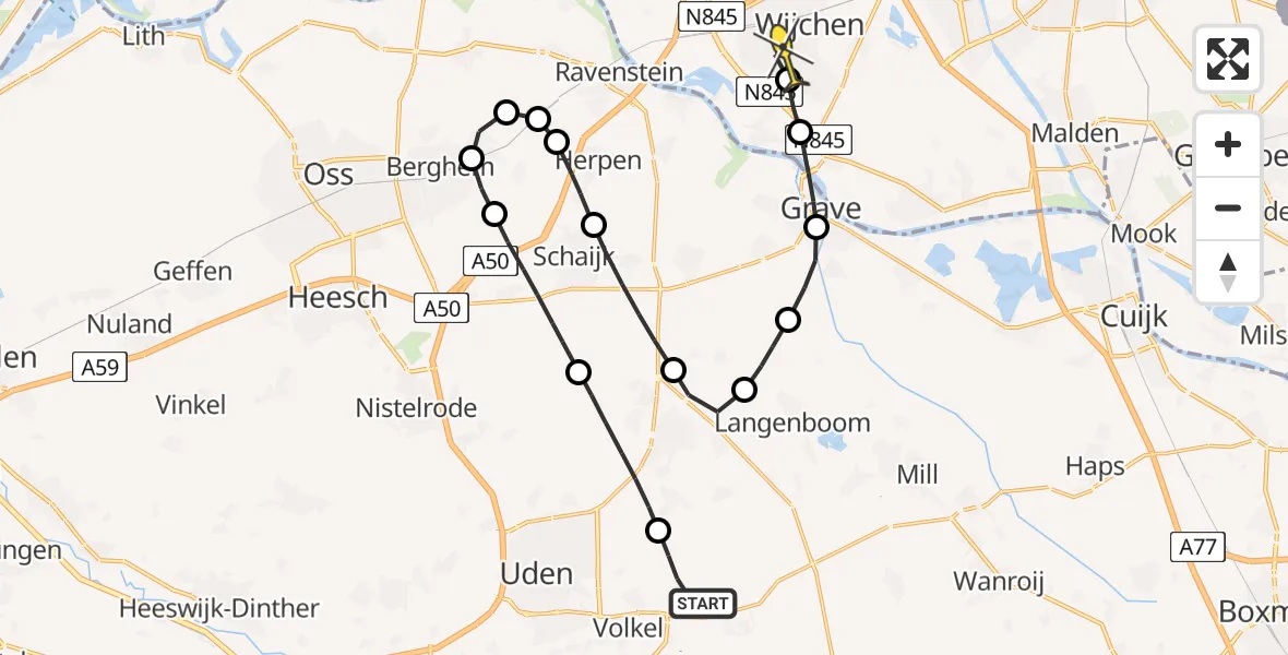 Routekaart van de vlucht: Lifeliner 3 naar Wijchen, Zeelandsedijk