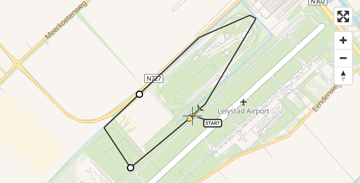 Routekaart van de vlucht: Traumaheli naar Lelystad Airport, Talingweg