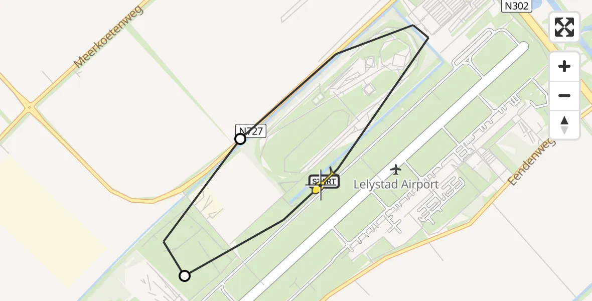 Routekaart van de vlucht: Traumaheli naar Lelystad Airport, Talingweg