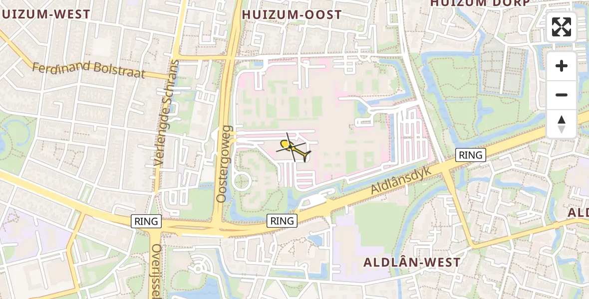 Routekaart van de vlucht: Ambulancehelikopter naar Leeuwarden