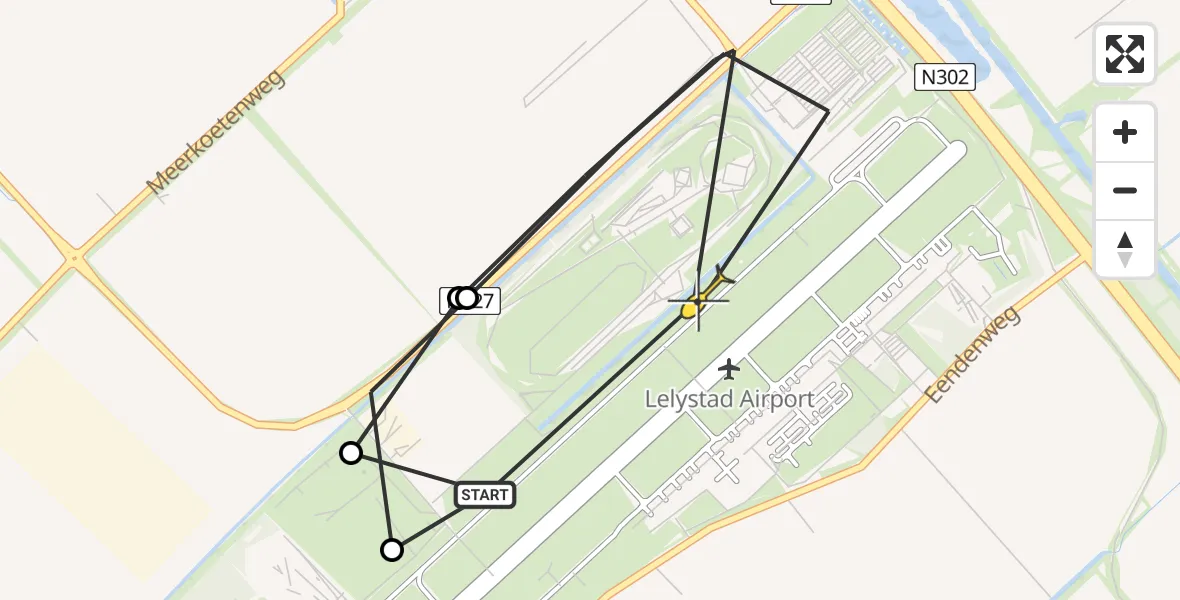 Routekaart van de vlucht: Traumaheli naar Lelystad Airport, Amelia Earhartweg