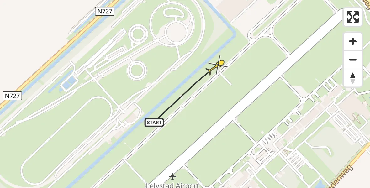 Routekaart van de vlucht: Traumahelikopter naar Lelystad Airport, Terminalplein