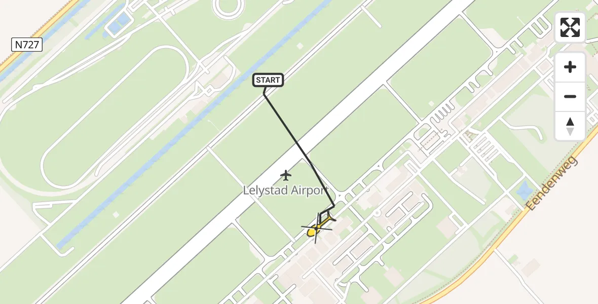 Routekaart van de vlucht: Traumahelikopter naar Lelystad Airport, Emoeweg