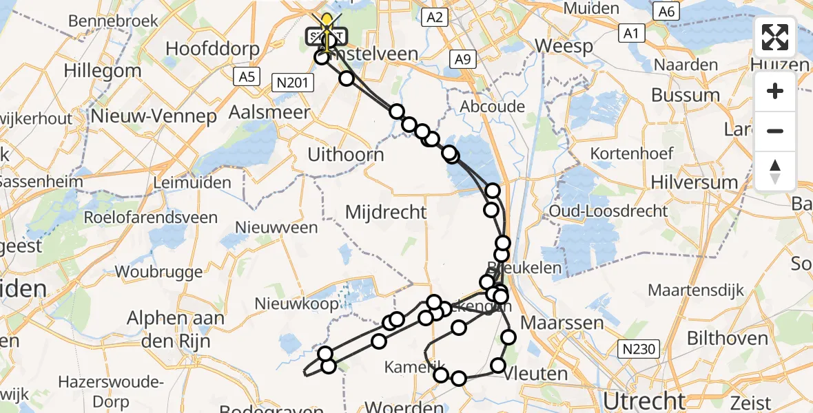 Routekaart van de vlucht: Politieheli naar Schiphol, Van Weerden-Poelmanweg