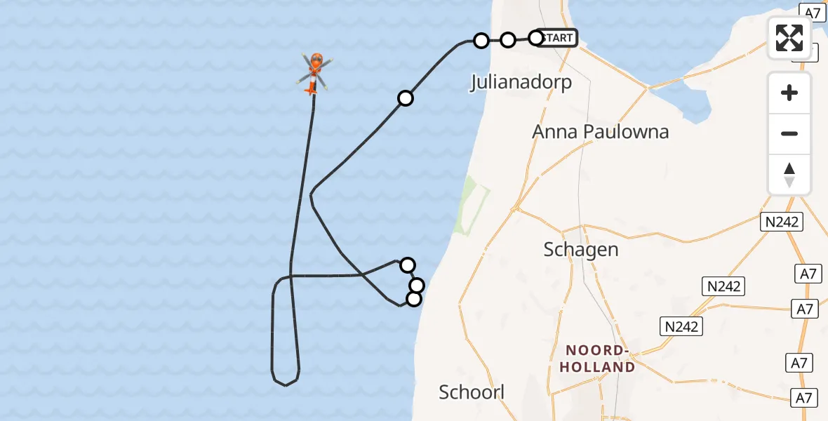 Vluchtroute Kustwachthelikopter Vliegveld De Kooy - , 12 maart 2025, 13:18