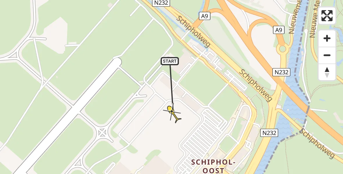 Vluchtroute Politiehelikopter van Schiphol naar Schiphol