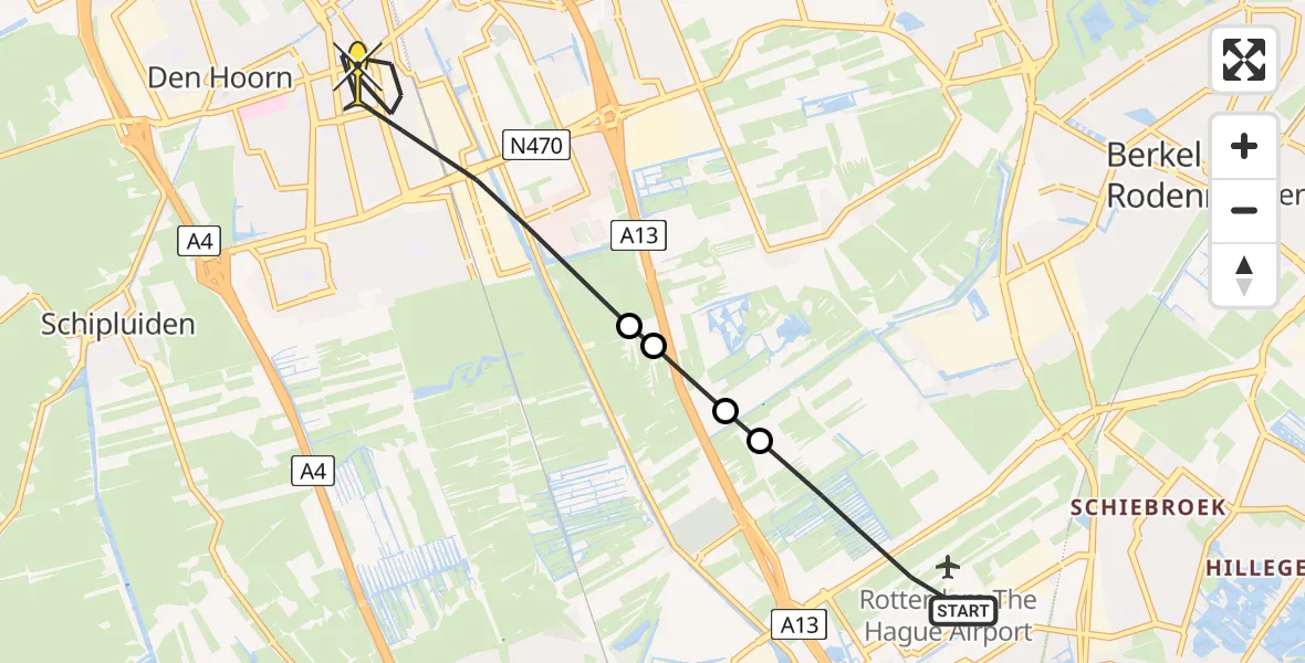 Routekaart van de vlucht: Lifeliner 2 naar Delft, Mathilde Wibautpad