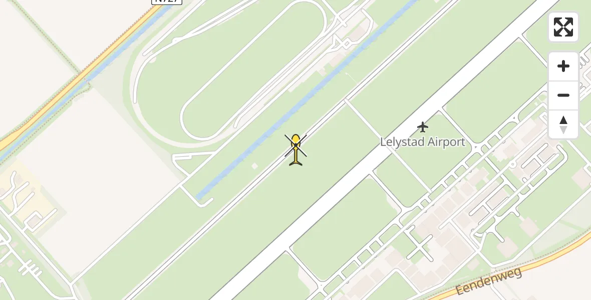 Routekaart van de vlucht: Traumahelikopter naar Lelystad Airport