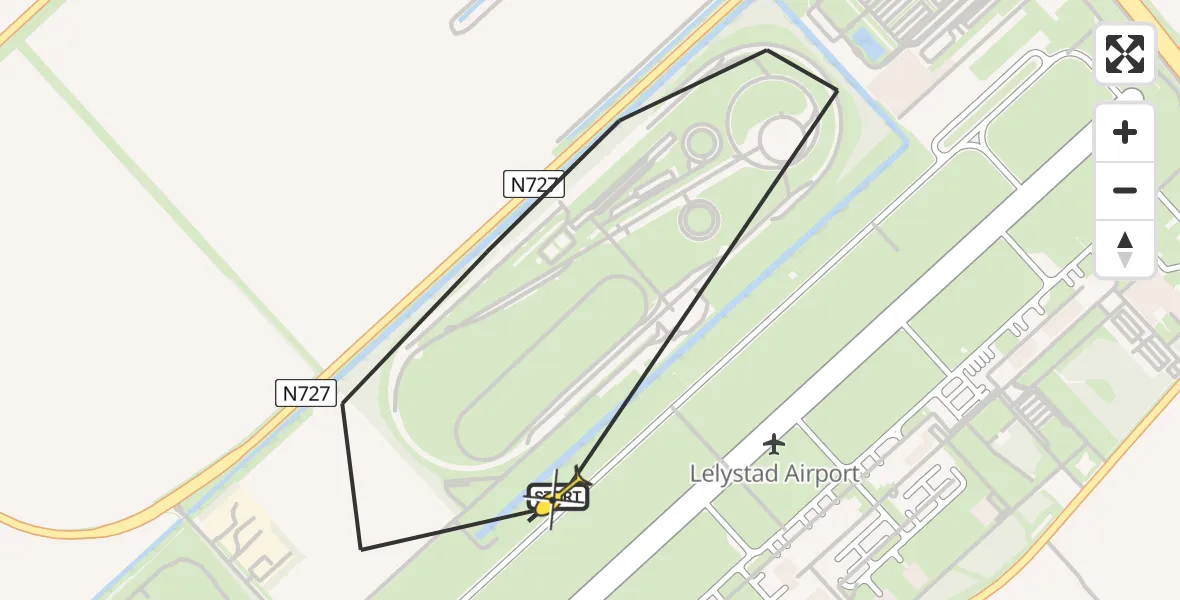 Routekaart van de vlucht: Traumahelikopter naar Lelystad Airport, Meerkoetentocht