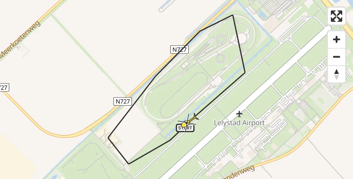 Routekaart van de vlucht: Traumaheli naar Lelystad Airport, Talingweg