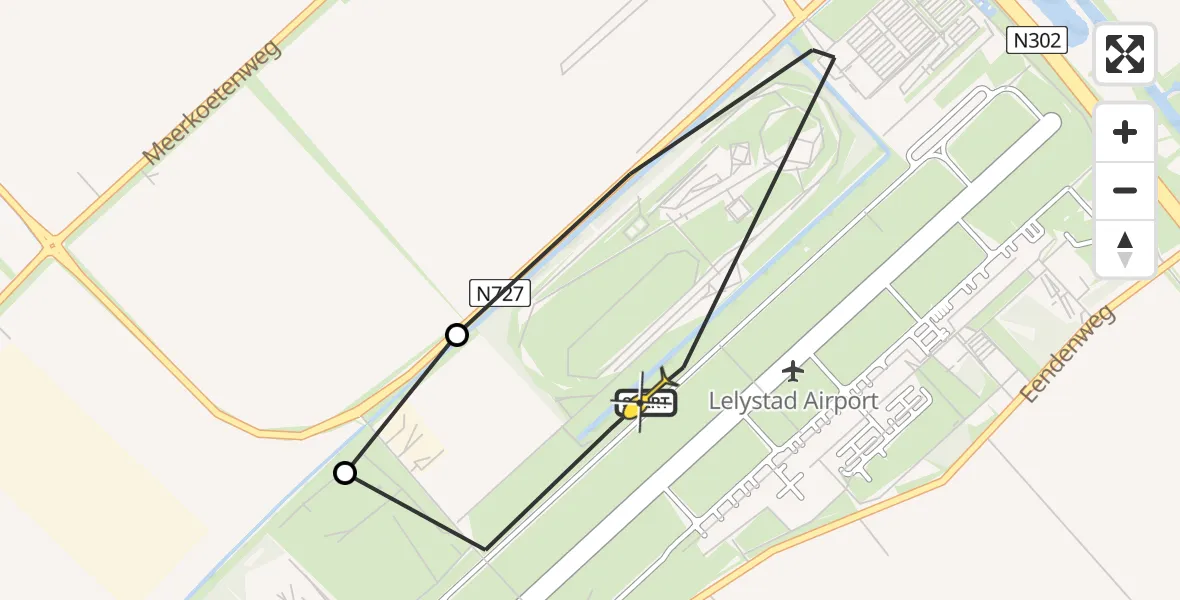 Routekaart van de vlucht: Traumaheli naar Lelystad Airport, Anthony Fokkerweg