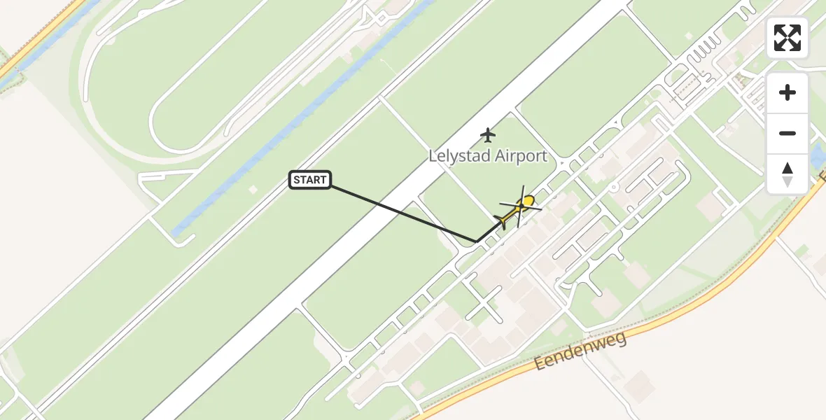 Routekaart van de vlucht: Traumaheli naar Lelystad Airport, Emoeweg
