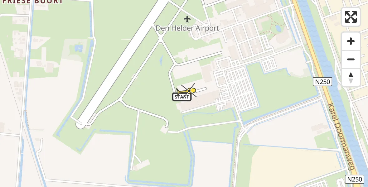 Vluchtroute Kustwachthelikopter van Vliegveld De Kooy naar Vliegveld De Kooy