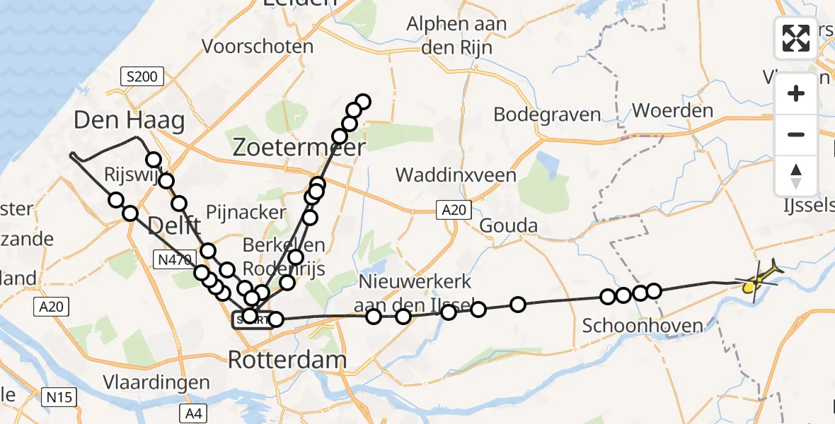 Routekaart van de vlucht: Lifeliner 2 naar Lopik, Eerste Tocht