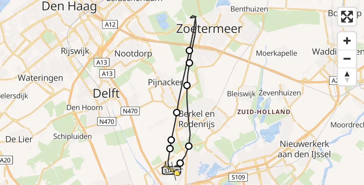 Routekaart van de vlucht: Lifeliner 2 naar Rotterdam The Hague Airport, Oude Bovendijk