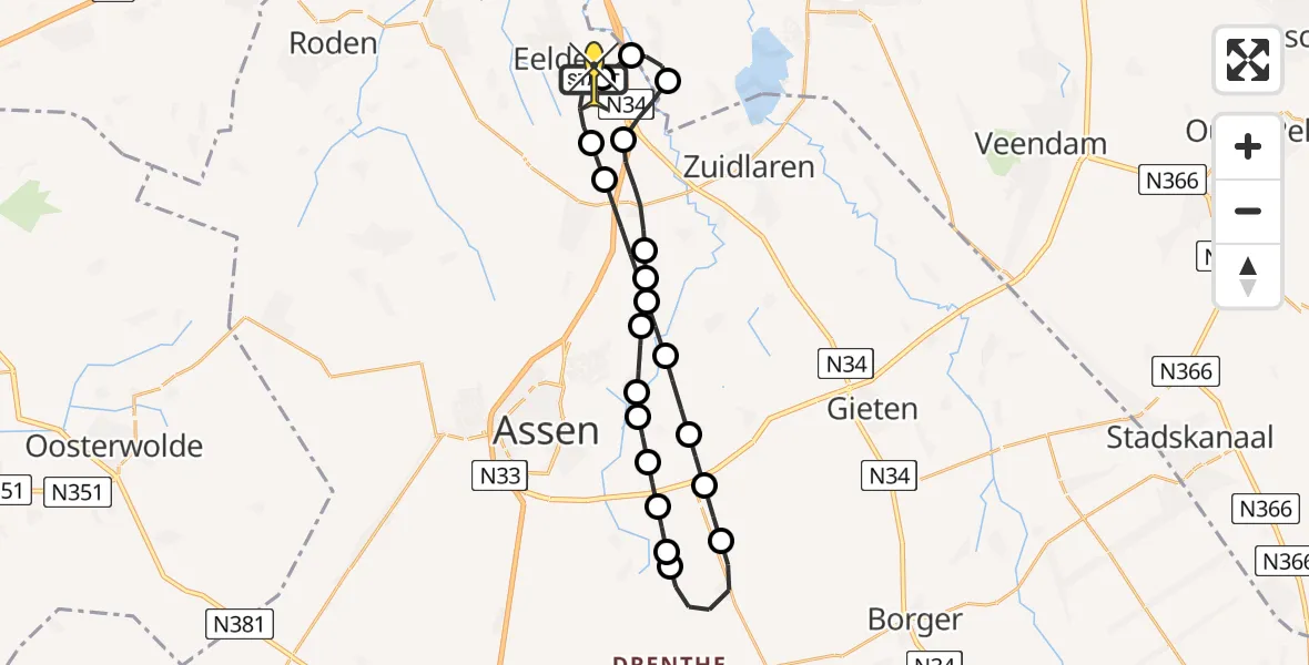 Routekaart van de vlucht: Lifeliner 4 naar Groningen Airport Eelde, Moespot