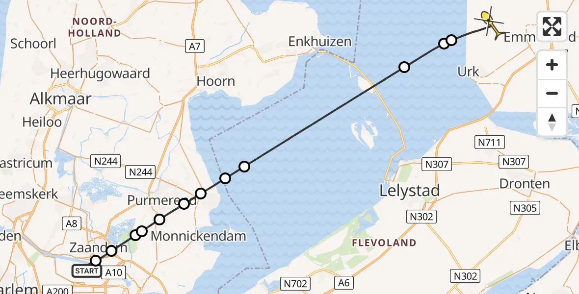 Routekaart van de vlucht: Lifeliner 1 naar Espel, Hemkade