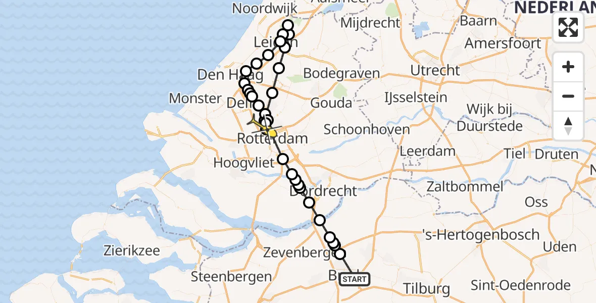 Routekaart van de vlucht: Lifeliner 2 naar Rotterdam The Hague Airport, Teteringsedijk