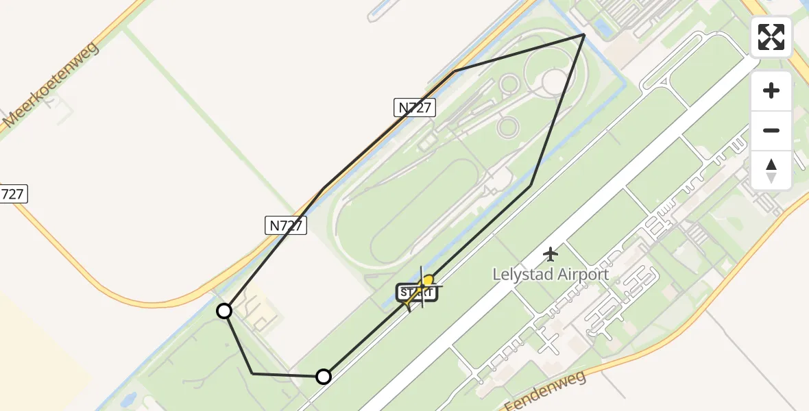 Routekaart van de vlucht: Traumaheli naar Lelystad Airport, Terminalplein