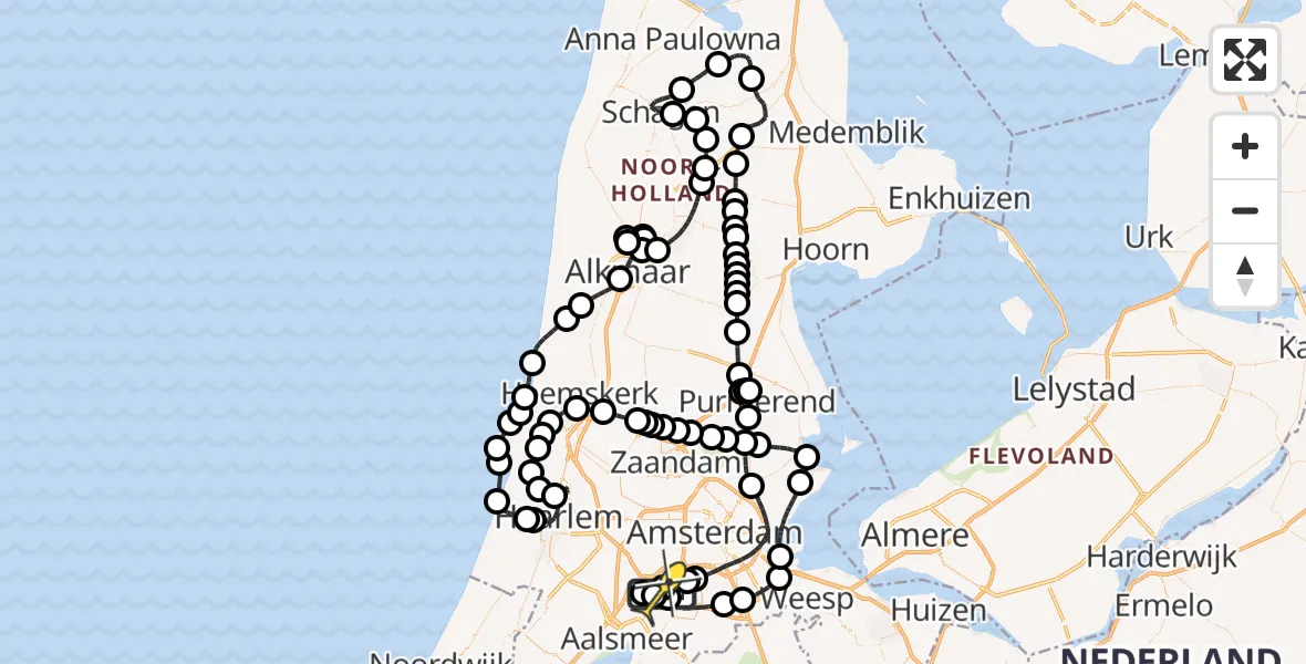 Routekaart van de vlucht: Politieheli naar Schiphol, Nieuwe Meerlaan