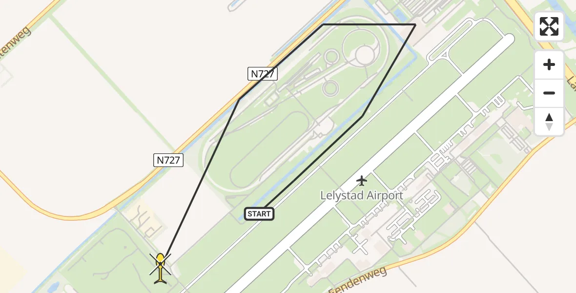 Routekaart van de vlucht: Traumahelikopter naar Lelystad Airport, Terminalplein