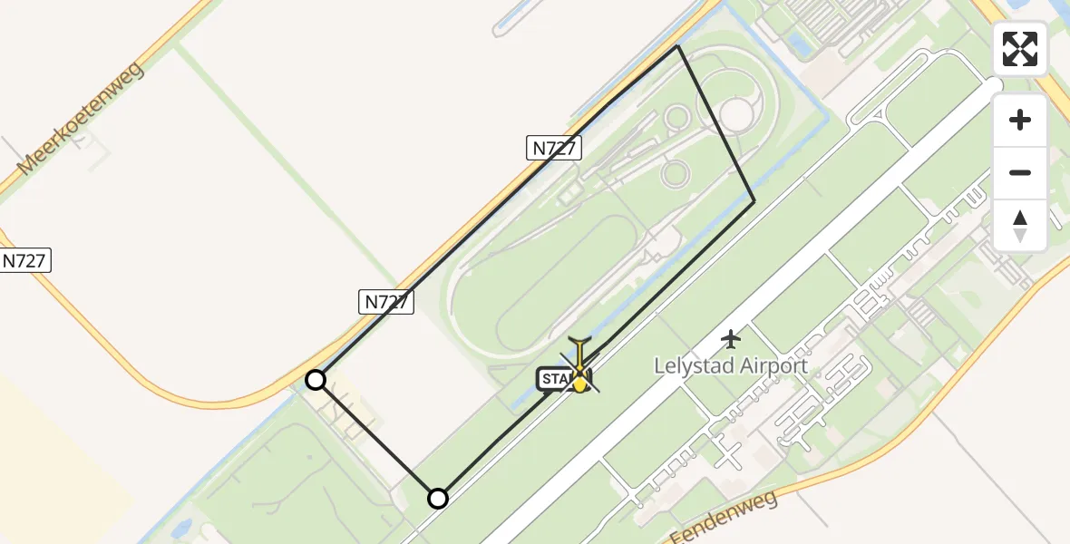 Routekaart van de vlucht: Traumahelikopter naar Lelystad Airport, Anthony Fokkerweg