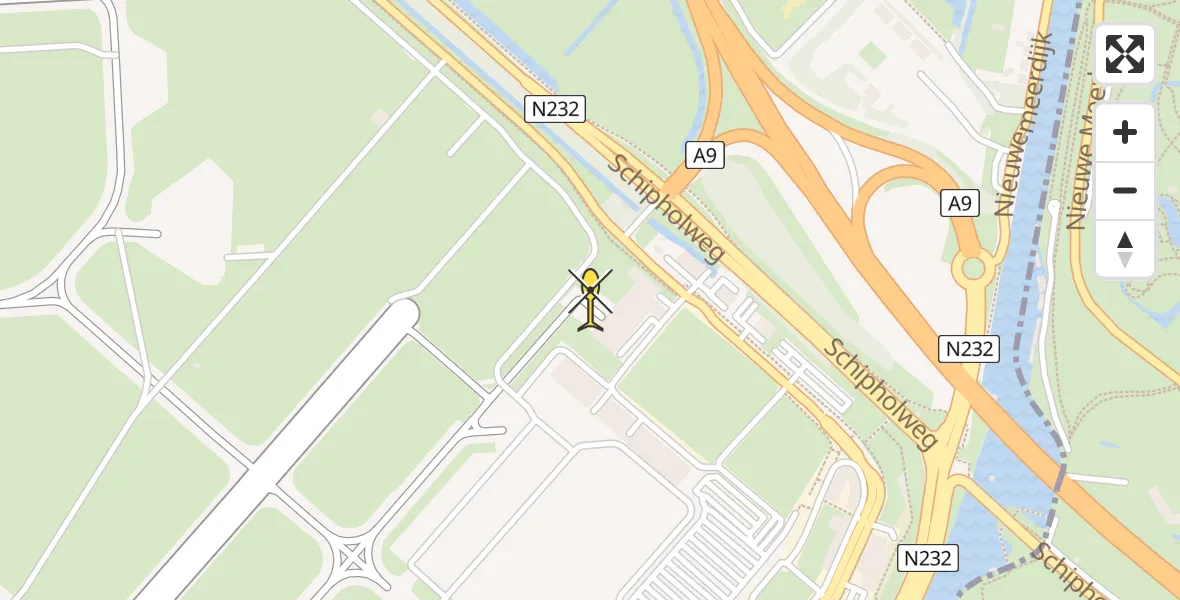 Vluchtroute Politiehelikopter van Schiphol naar Schiphol