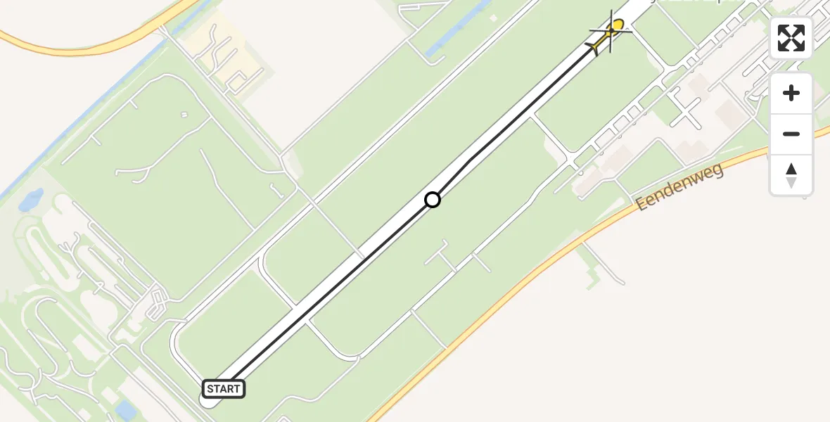 Routekaart van de vlucht: Traumahelikopter naar Lelystad Airport, Flamingoweg