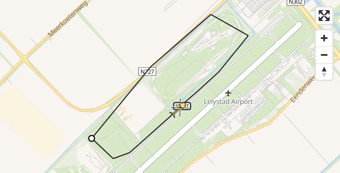 Routekaart van de vlucht: Traumaheli naar Lelystad Airport, Terminalplein