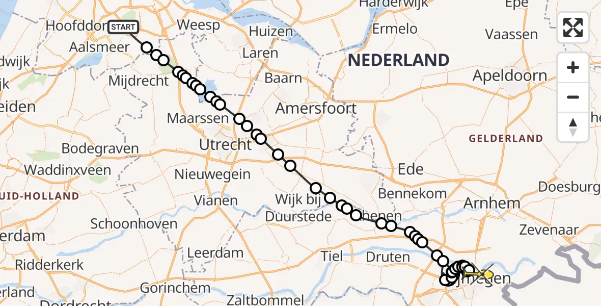 Routekaart van de vlucht: Politieheli naar Lent, Noorddammerlaan